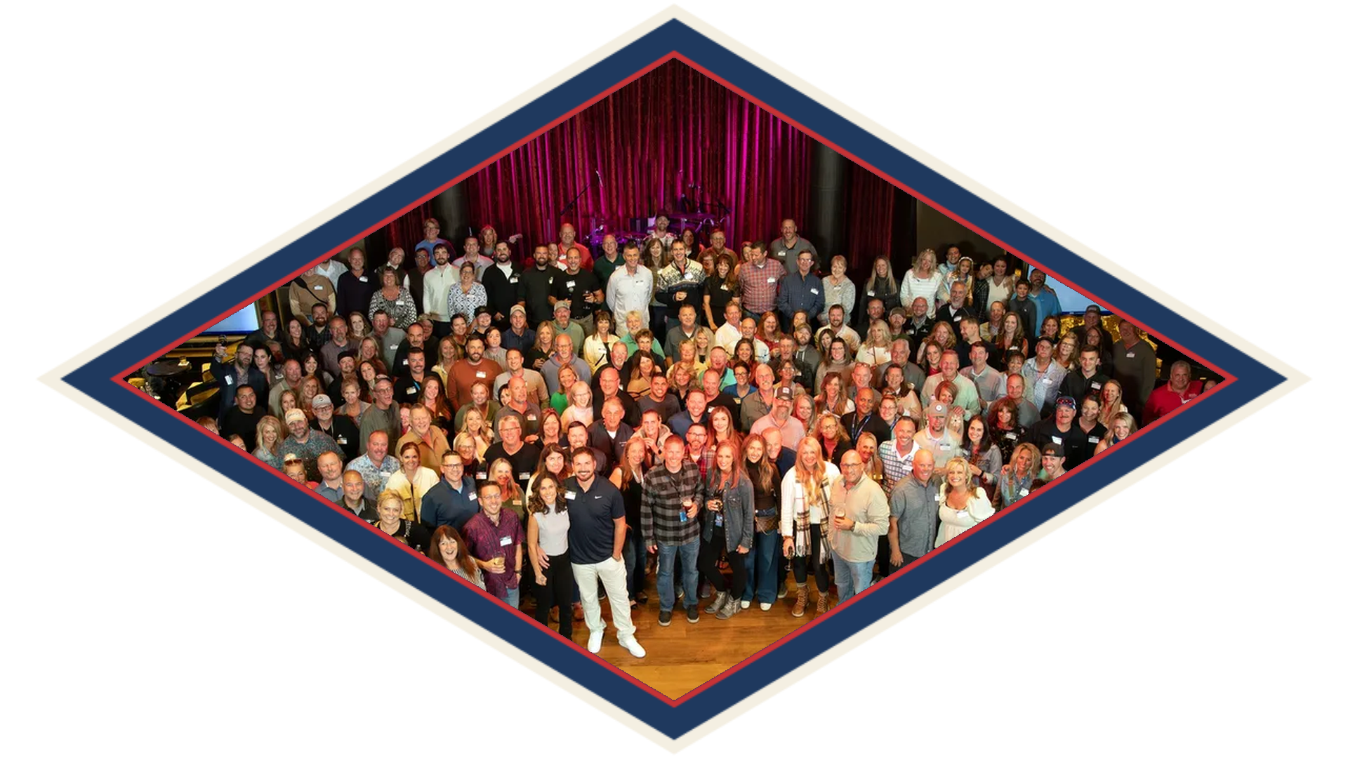 The whole company photographed in one room