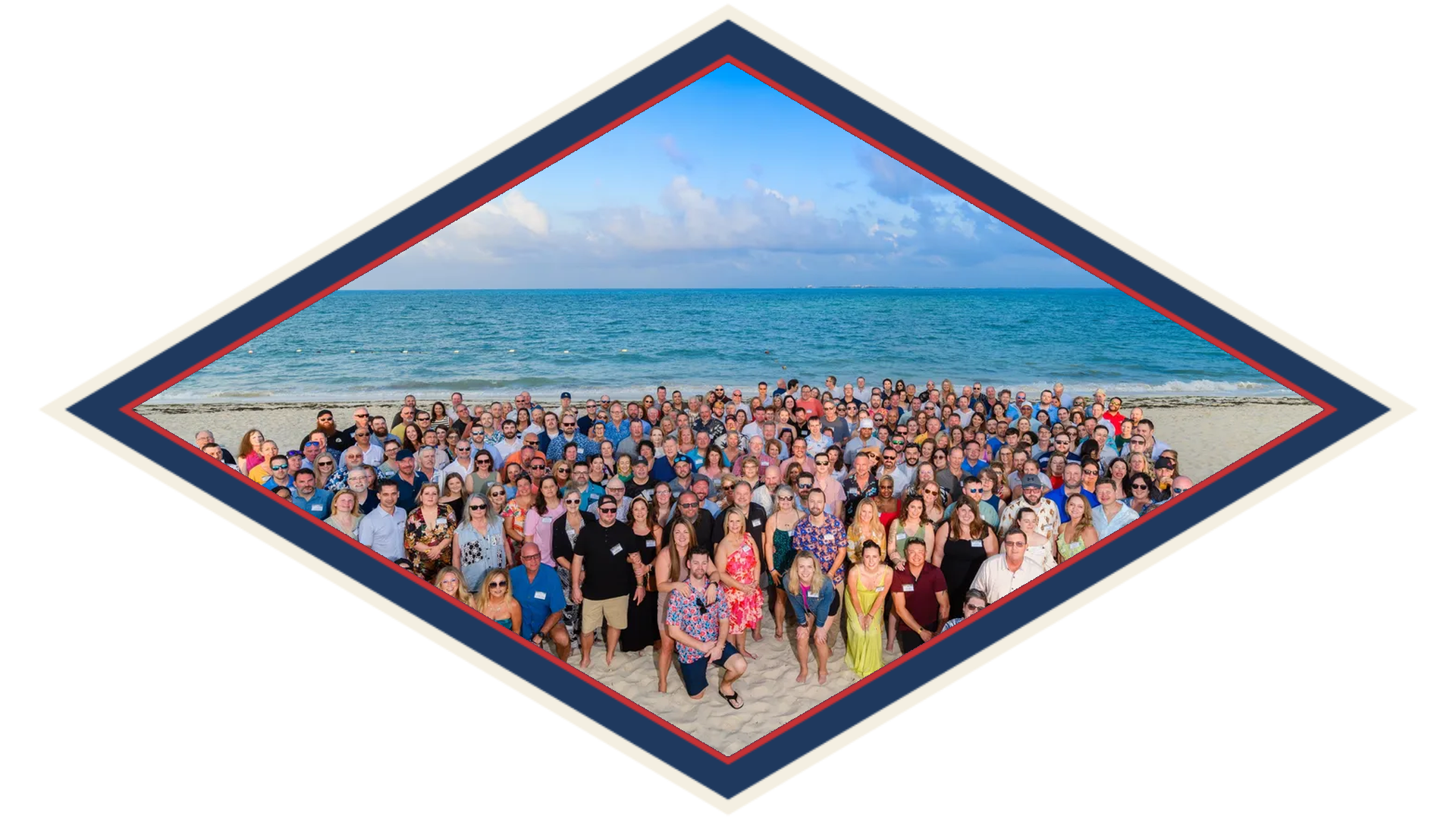Dealer trip group photograph on the beach